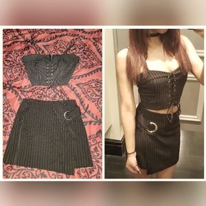 Forever 21 Pinstripe Crop Top + Skirt Set